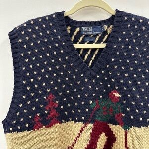 Vintage Polo Ralph Lauren Knit Ski Wool Sweater Vest XL